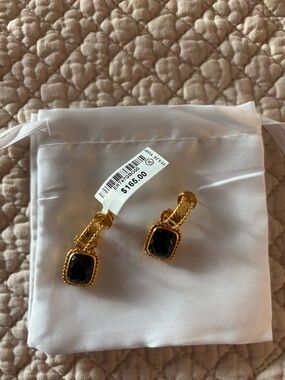 Julie Vos Gold and Black Drop Earrings